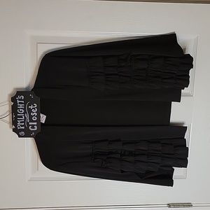Kupcake Cropped Jacket Black Large Ruffled Front